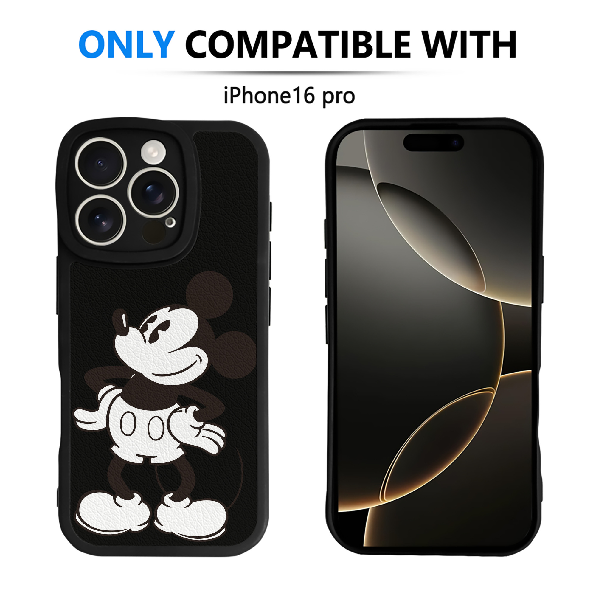 （画像用） ミッキーマウス Mickey Mouse 【iPhone 16シリーズ対応】シリコンスマホケース（レザー調） 材質：シリコン